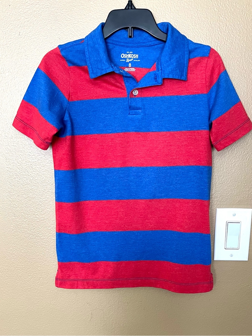 OSHKOSH B'gosh Kids Polo Shirt TOP Little Boy size 8 yrs Red Blue